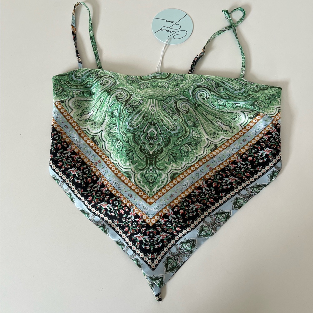 Green Paisley Bandana Crop Top
